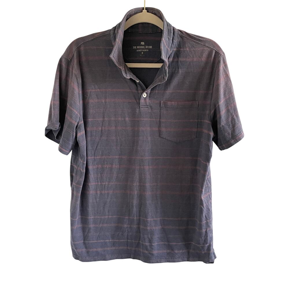 The Normal Brand Striped Polo Medium Active Navy Red